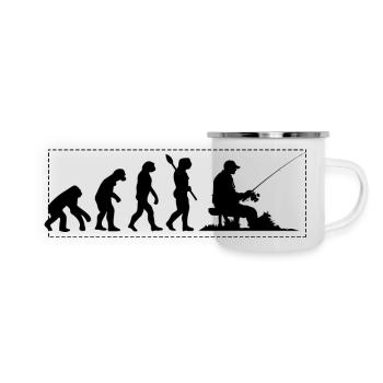 Lustige menschliche Evolution Fischer Angelliebhaber - Panorama Emaille-Tasse - Weiß - Vorne
