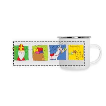 Sinterklaas vier op rij - Panoramic Camper Mug - white - Front