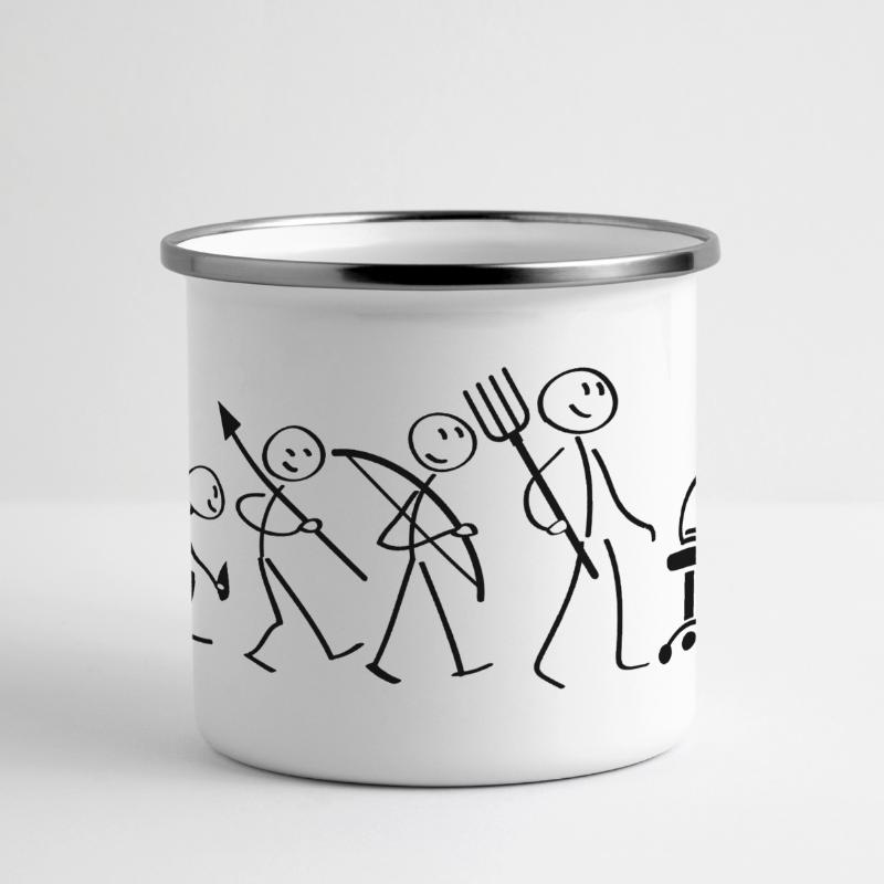 Evolution Computerarbeit Panorama Emaille-Tasse