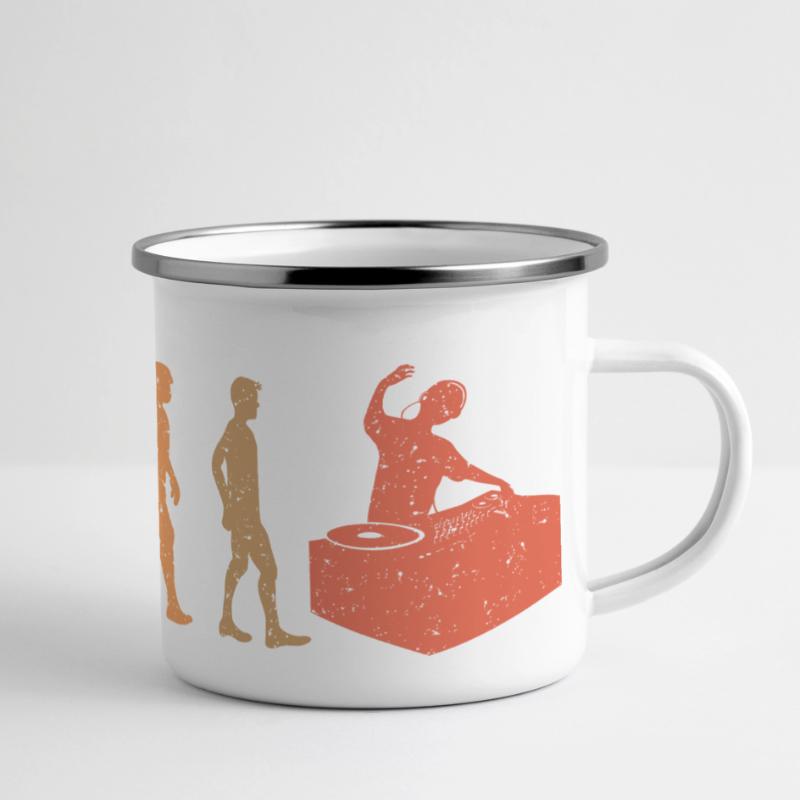 DJ Evolution vintage retro Panorama Emaille-Tasse