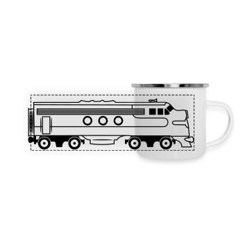 Train chemin de fer locomotive diesel - Mug panoramique émaillé - blanc - Devant