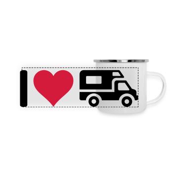 I love camping Wohnmobil - Mug panoramique émaillé - blanc - Devant
