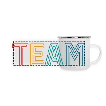 Team - Panorama Emaille-Tasse - Weiß - Vorne