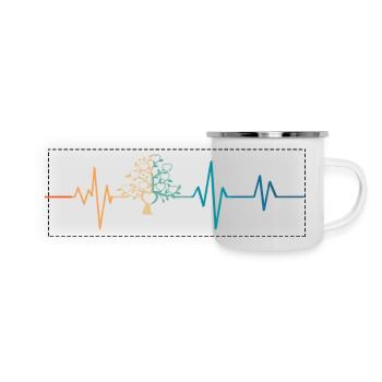 Herzschlag Retro Stammbaum - Panorama Emaille-Tasse - Weiß - Vorne