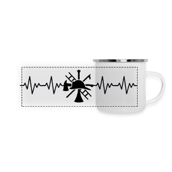 Feuerwehrmann Feuerwehr EKG Herzschlag - Panorama Emaille-Tasse - Weiß - Vorne