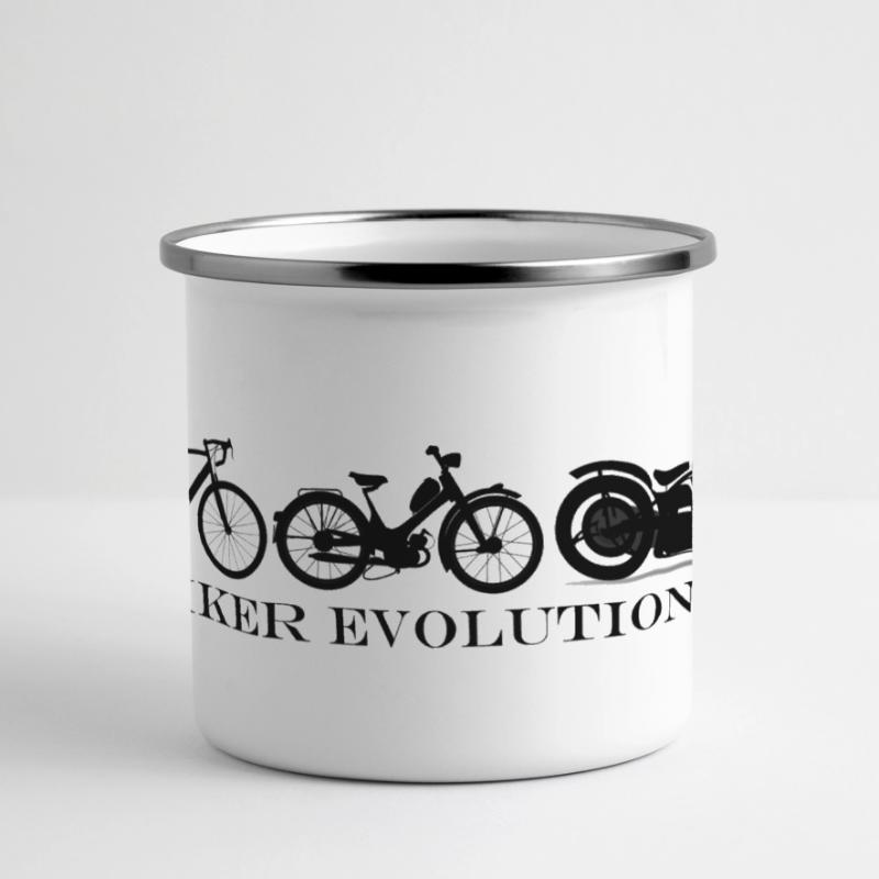 Biker Evolution Chopper Panorama Emaille-Tasse