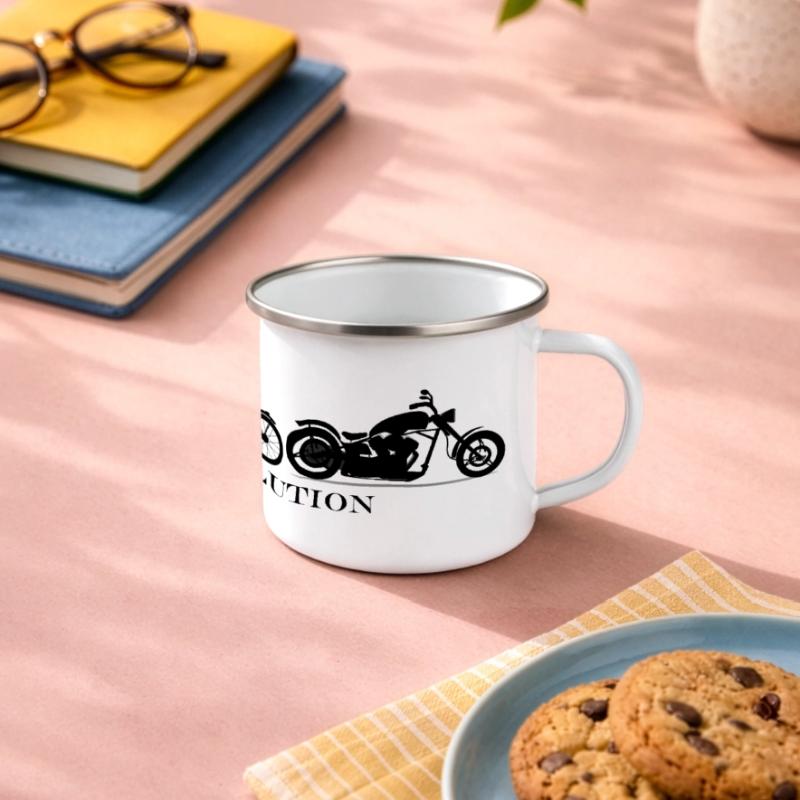 Biker Evolution Chopper Panorama Emaille-Tasse