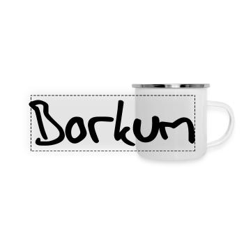 borkum - Panorama Emaille-Tasse - Weiß - Vorne