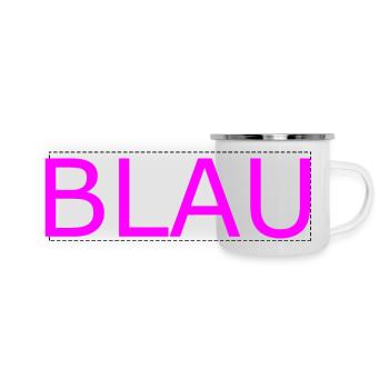 BLAU in PINK - Panorama Emaille-Tasse - Weiß - Vorne
