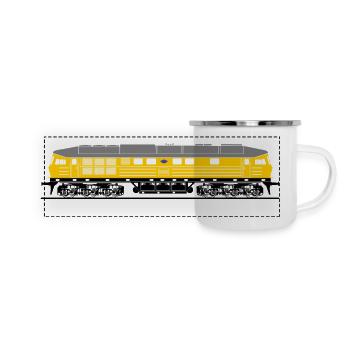 BR 130 Seite gelb Bahnbau - Panorama Emaille-Tasse - Weiß - Vorne
