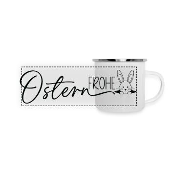 Ostern Frohe 🐰🌸 - Panorama Emaille-Tasse - Weiß - Vorne