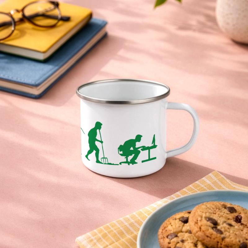 Programmierer Evolution Informatiker Entwickler Panorama Emaille-Tasse