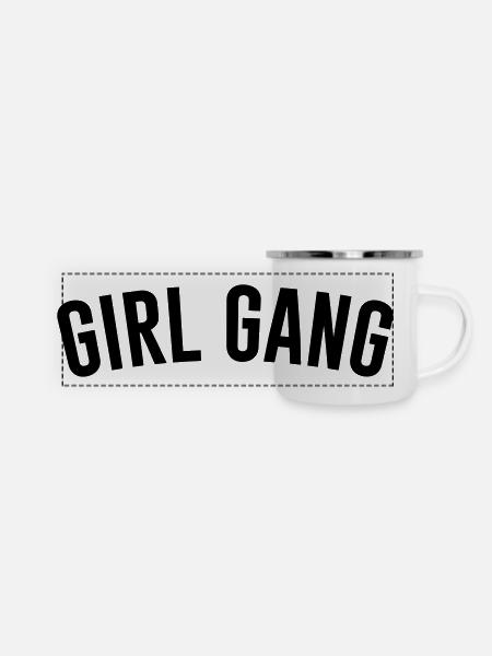 Girl Gang - Panorama Emaille-Tasse - Weiß