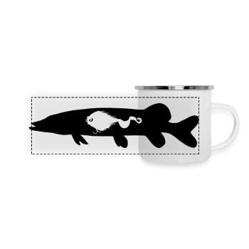 Hecht Mustache Rig - Panorama Emaille-Tasse - Weiß - Vorne