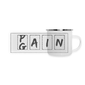 Ohne Fleiß kein Gewinn GYMLIFE Gym Fitness Fit Motivation - Panorama Emaille-Tasse - Weiß - Vorne