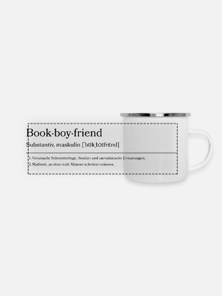 Bookboyfriend - Panorama Emaille-Tasse - Weiß