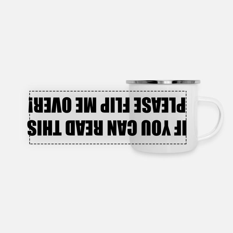 Wenn Sie das lesen können, drehen Sie mich bitte um # - Panorama Emaille-Tasse - Weiß