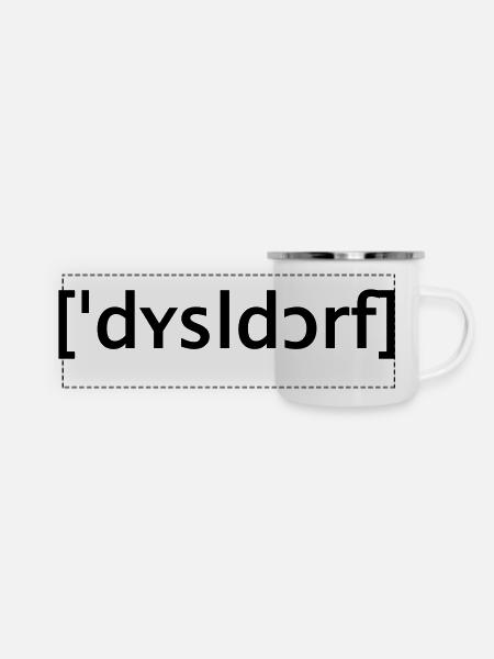 düsseldorf lautschrift - Panorama Emaille-Tasse - Weiß
