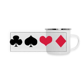 Kreuz Pik Herz Ass - Panorama Emaille-Tasse - Weiß - Vorne