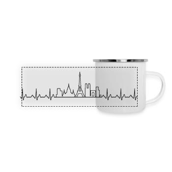 Paris – Heartbeat Skyline Design - Mug panoramique émaillé - blanc - Devant