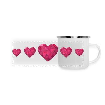 Geometric Hearts Pink Polygon Design Love - Panoramic Camper Mug - white - Front