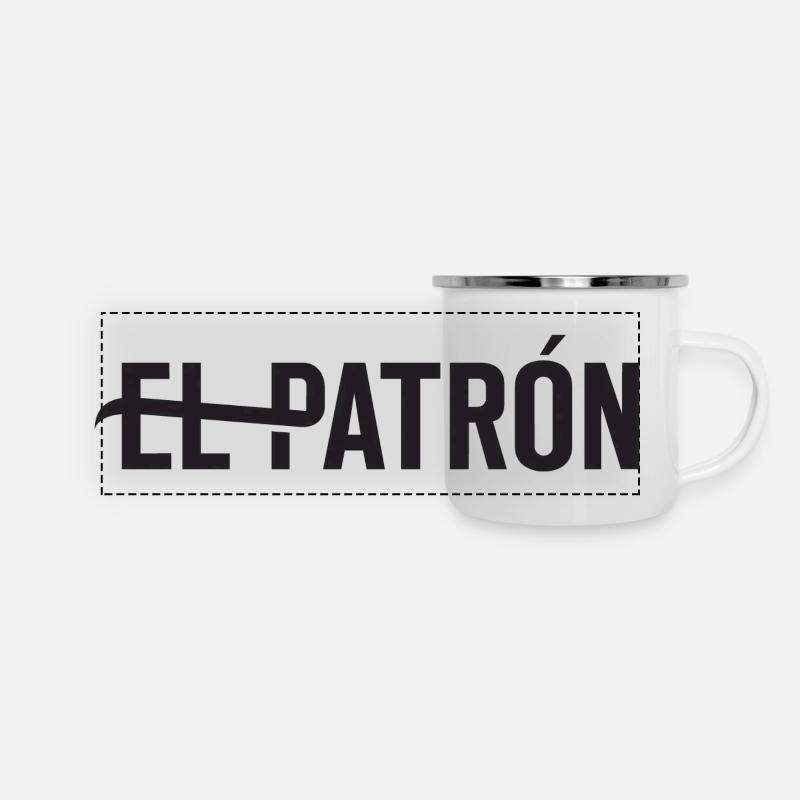 El Patrón – Latino Style Print - Panorama Emaille-Tasse - Weiß