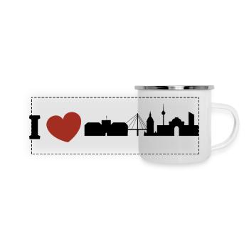 Mannheim Monnem Mannheimat - Panorama Emaille-Tasse - Weiß - Vorne
