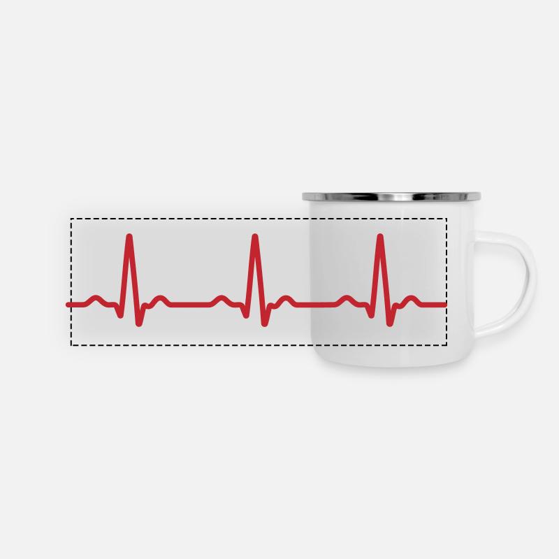 Seamless Red Ecg Heartbeat Pattern - Panoramic Camper Mug - white