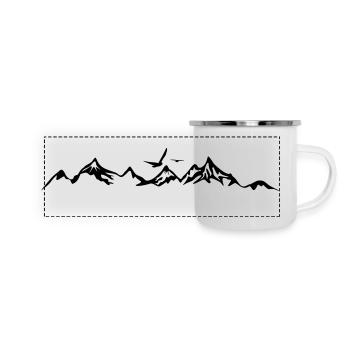 BERGE Gebirge Landschaft Silhouette Panorama - Panorama Emaille-Tasse - Weiß - Vorne