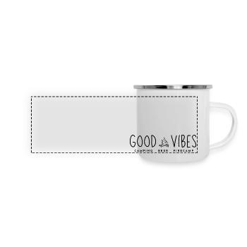 Gute Stimmung beim Camping - Panorama Emaille-Tasse - Weiß - Vorne