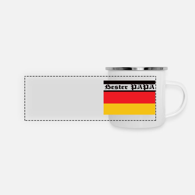 Bester PAPA Deutschlandflagge - Panorama Emaille-Tasse - Weiß