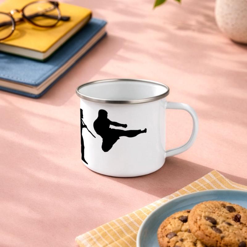 Evolution des Menschen - Kampfsport Panorama Emaille-Tasse