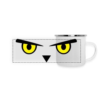 Eule, Augen, Emoji - Panorama Emaille-Tasse - Weiß - Vorne