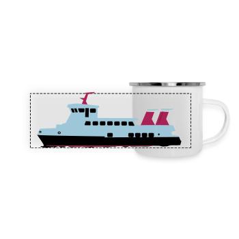 schiff - Panorama Emaille-Tasse - Weiß - Vorne