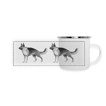 Deutscher Schäferhund Auto - Panorama Emaille-Tasse - Weiß - Vorne