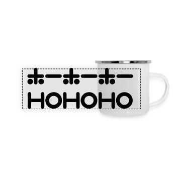 HoHoHo + Japanischer Text – Schwarz - Panorama Emaille-Tasse - Weiß - Vorne