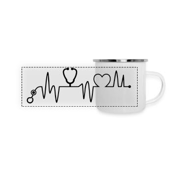 Krankenschwester - Krankenschwester - Herzschlag - Panorama Emaille-Tasse - Weiß - Vorne