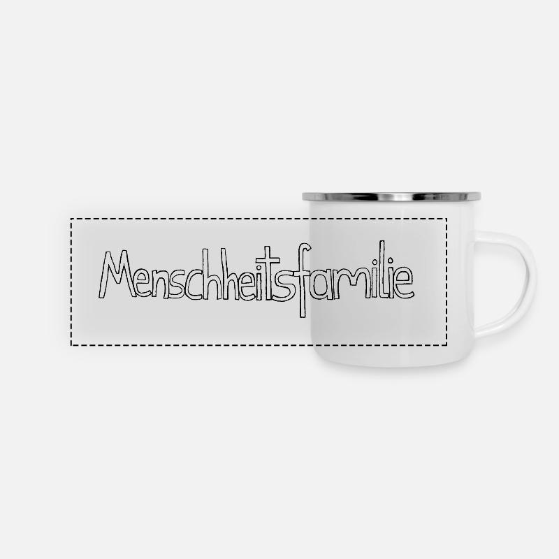 Menschheitsfamilie - Panorama Emaille-Tasse - Weiß