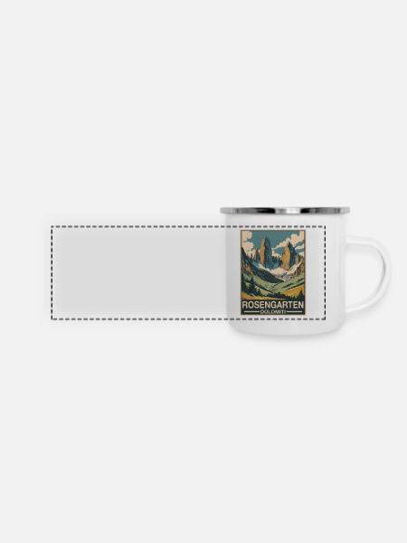 Rosengarten Dolomiten - Panorama Emaille-Tasse - Weiß