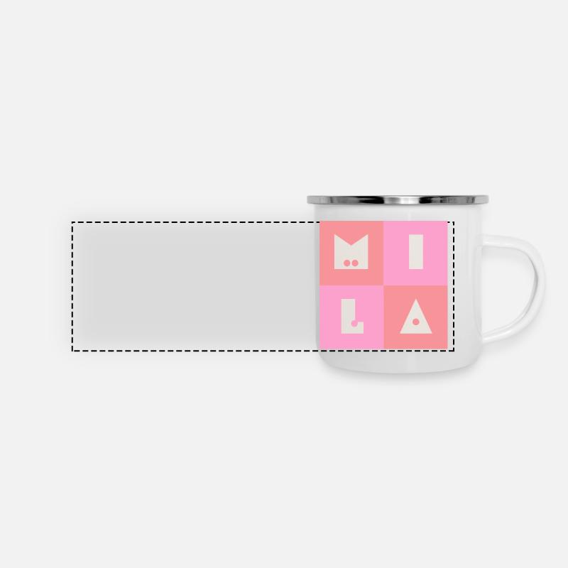 Mila Name Mädchen Baby pink - Panorama Emaille-Tasse - Weiß