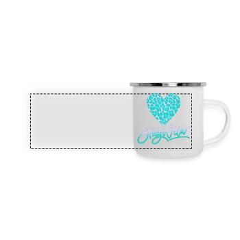 Stay Wild mit Leoparden-Musterherz - Panorama Emaille-Tasse - Weiß - Vorne