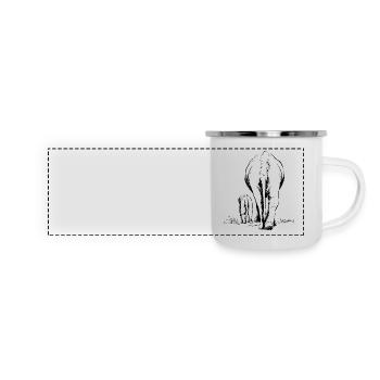 Zwei Elefanten - Panorama Emaille-Tasse - Weiß - Vorne