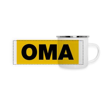 Oma - Panorama Emaille-Tasse - Weiß - Vorne