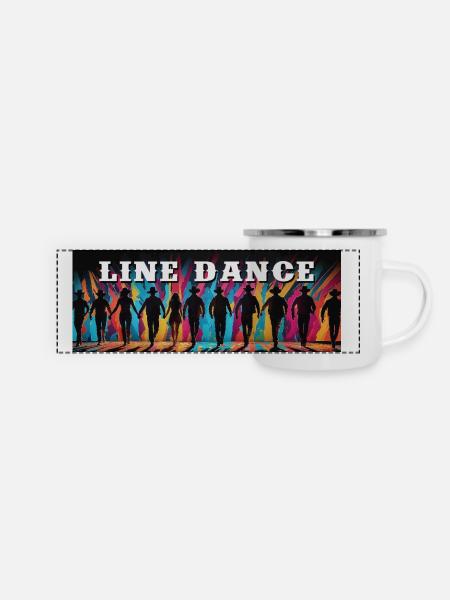 Line Dance Panorama Motiv - Panorama Emaille-Tasse - Weiß