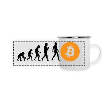 Évolution cryptographique du BTC Bitcoin - Mug panoramique émaillé - blanc - Devant