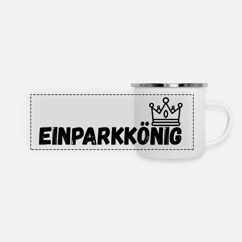 Einparkkönig - Panorama Emaille-Tasse - Weiß