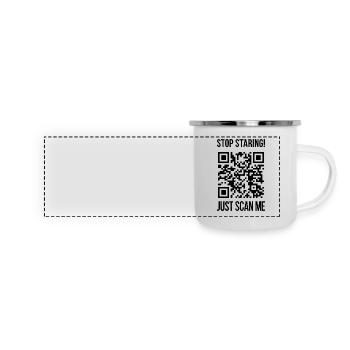 Scanne mich QR Code für Motivation - Panorama Emaille-Tasse - Weiß - Vorne