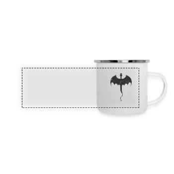 Drachen mit langem Stachelschweif Fabeltier - Panorama Emaille-Tasse - Weiß - Vorne