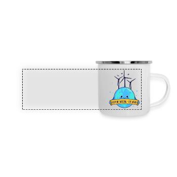 Une terre souriante grâce à l’énergie éolienne – pour un Z propre - Mug panoramique émaillé - blanc - Devant