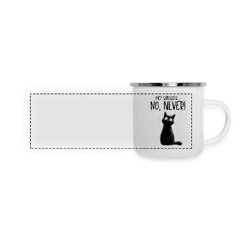 Me sarcastic? Never! - Black Cat with Humor - Panoramic Camper Mug - white - Front